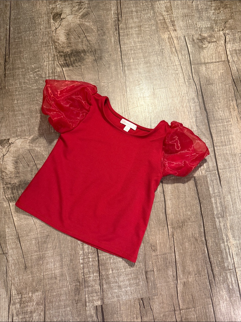 5/$15 GB girls Red Puff Sleeve Short Sleeve Tee size 6